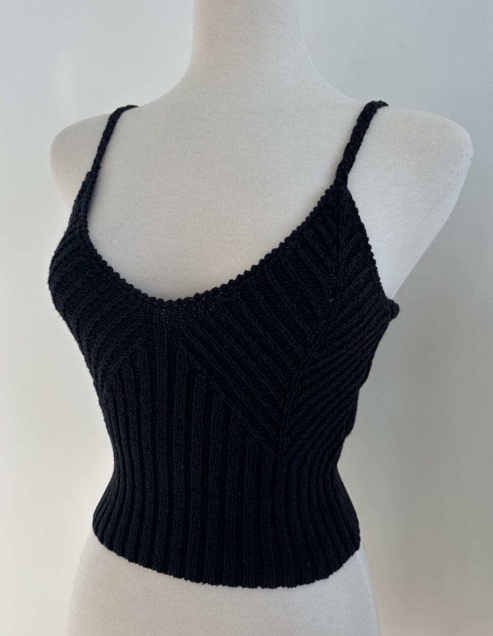 NEW J. Crew Black Ribbed Cropped V Neck Sweater Tank Women’s Small